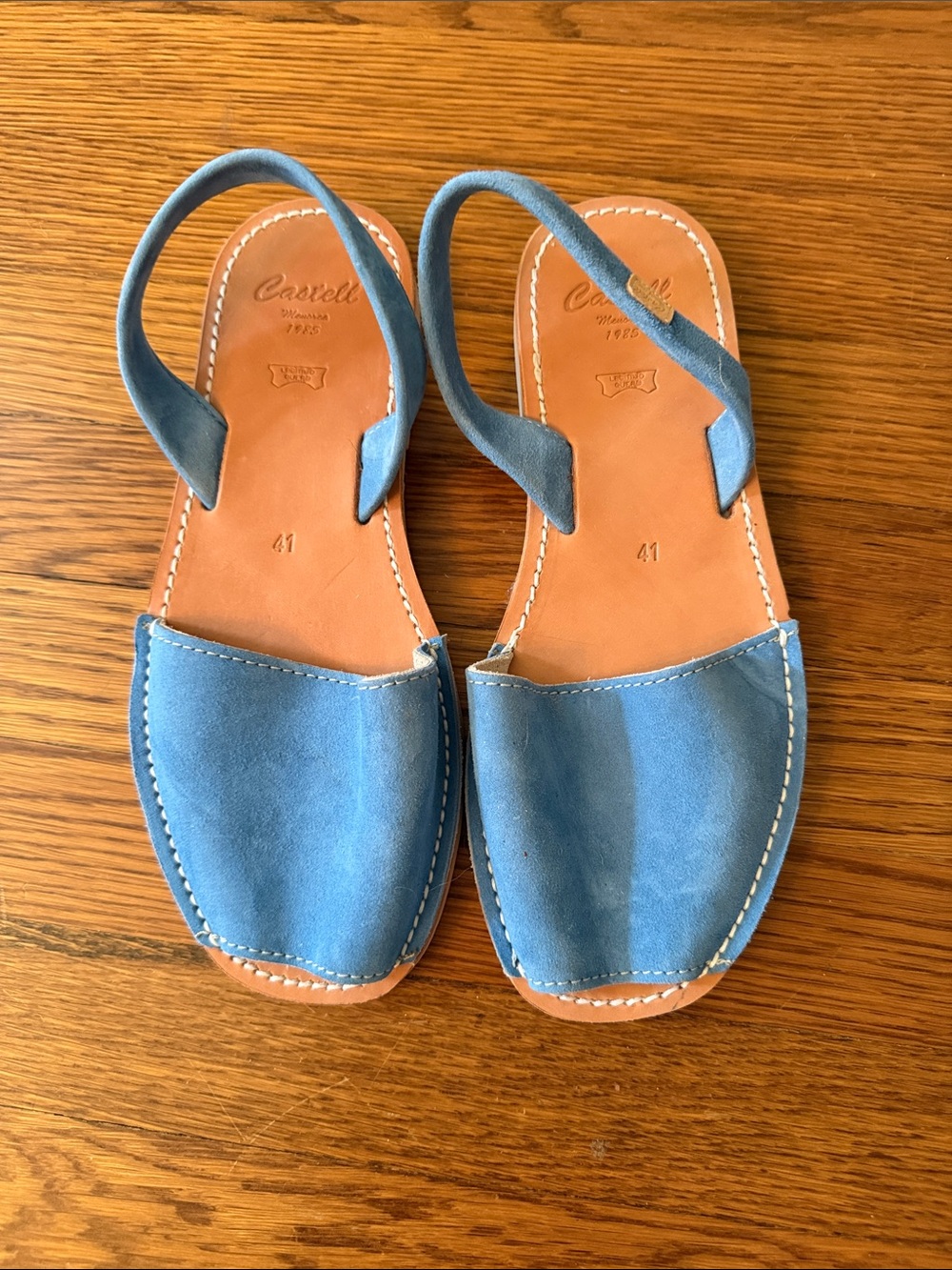 Castell Blue Suede Slingback Sandals for Women